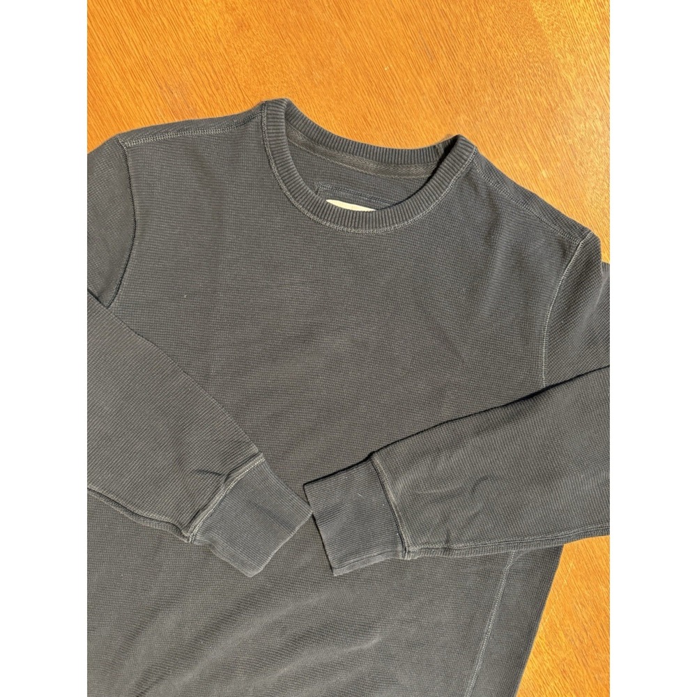 Eddie Bauer‎ Thermal Waffle Knit Crewneck Shirt Mens L Navy Blue 100% Cotton